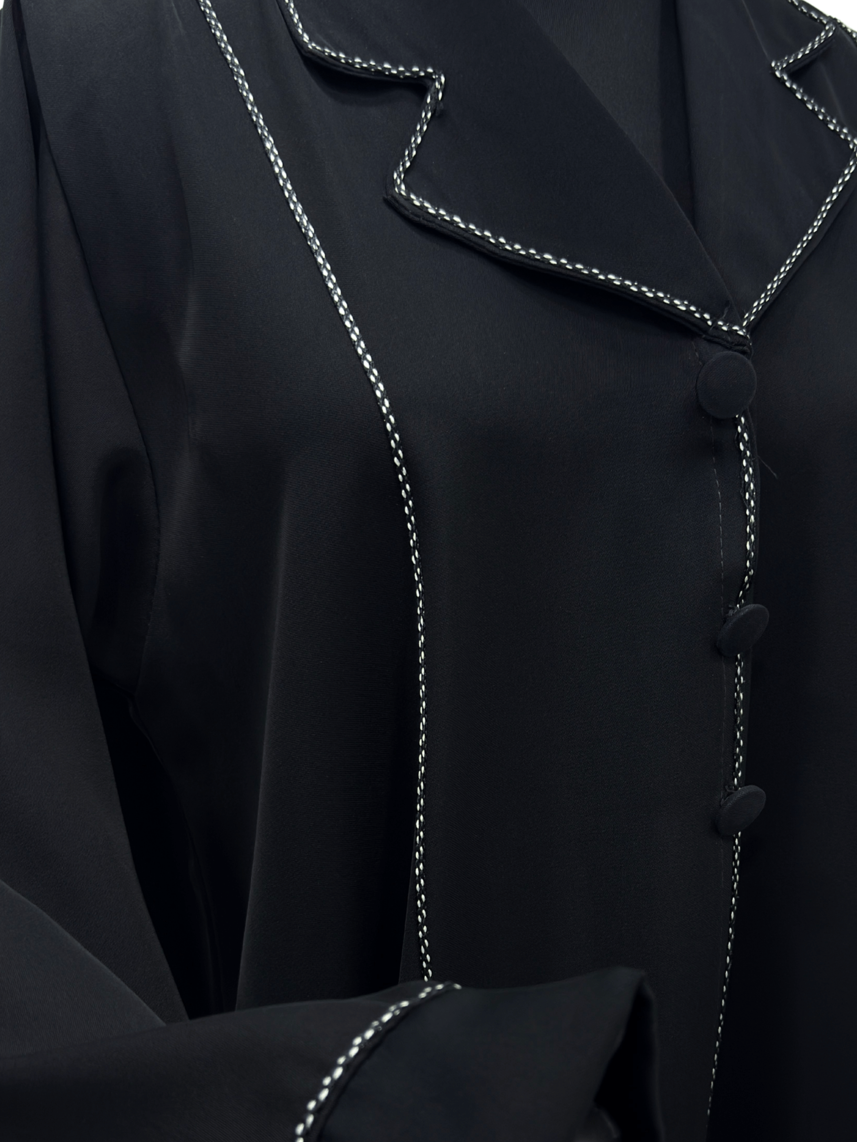 ZW 172 Lina Black Abaya with Contrast Stitch Detailing