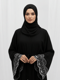 ZW 231 Laila Black Abaya with Embroidered Bell Sleeves