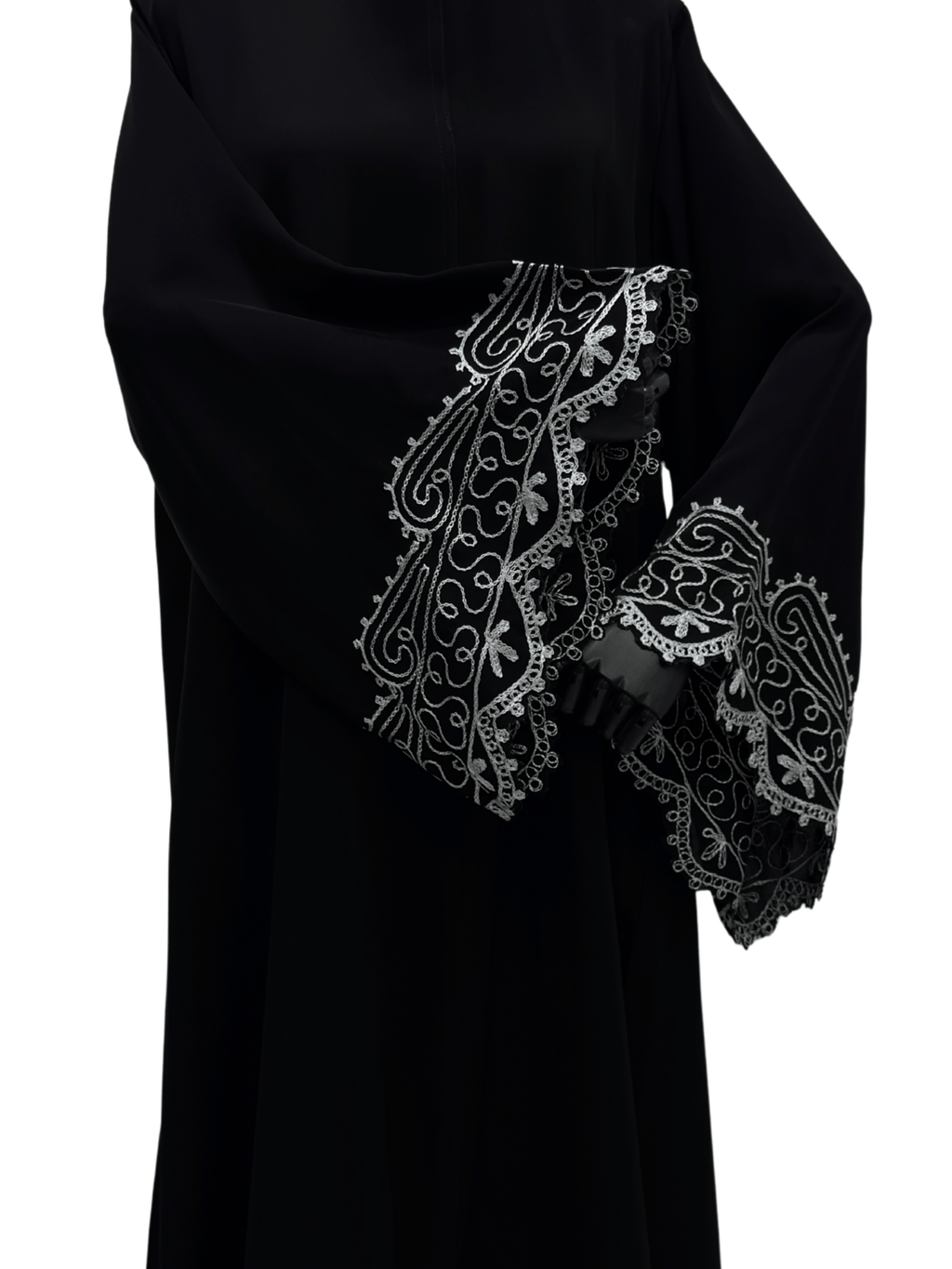 ZW 231 Laila Black Abaya with Embroidered Bell Sleeves