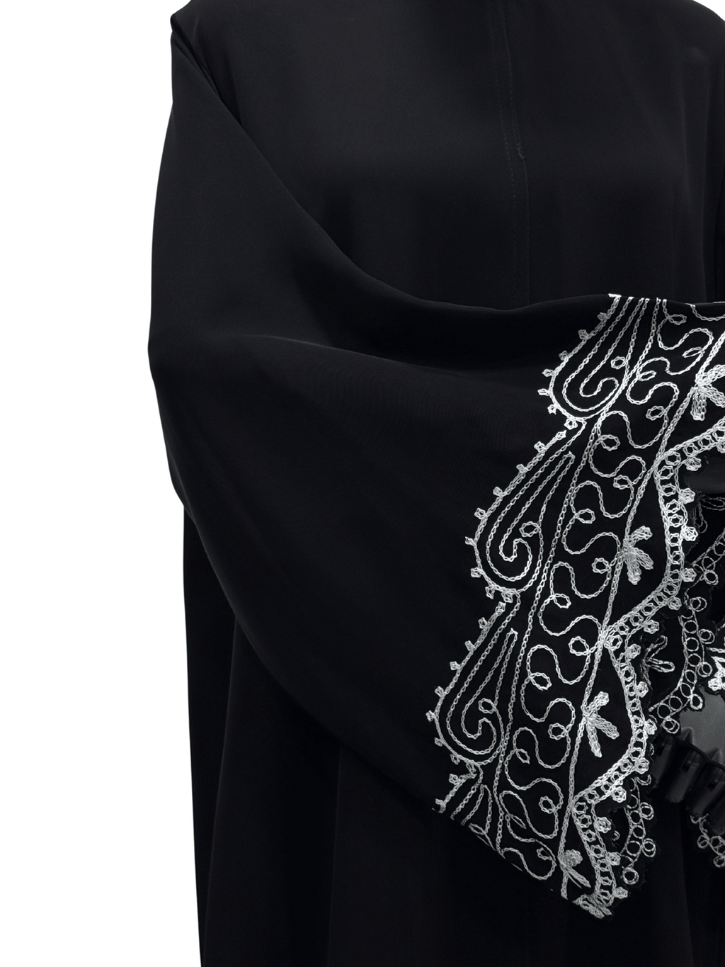 ZW 231 Laila Black Abaya with Embroidered Bell Sleeves