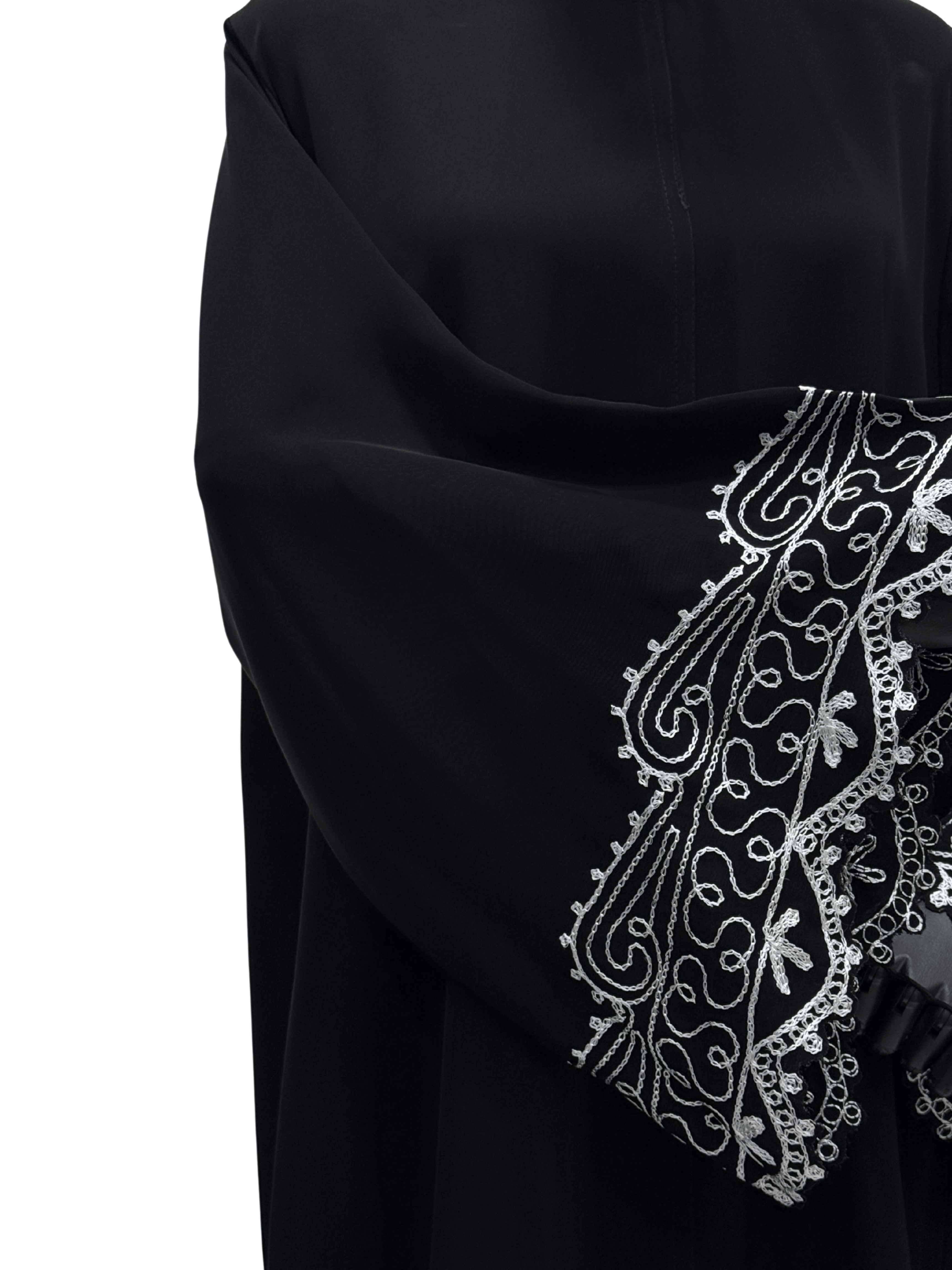 ZW 231 Laila Black Abaya with Embroidered Bell Sleeves