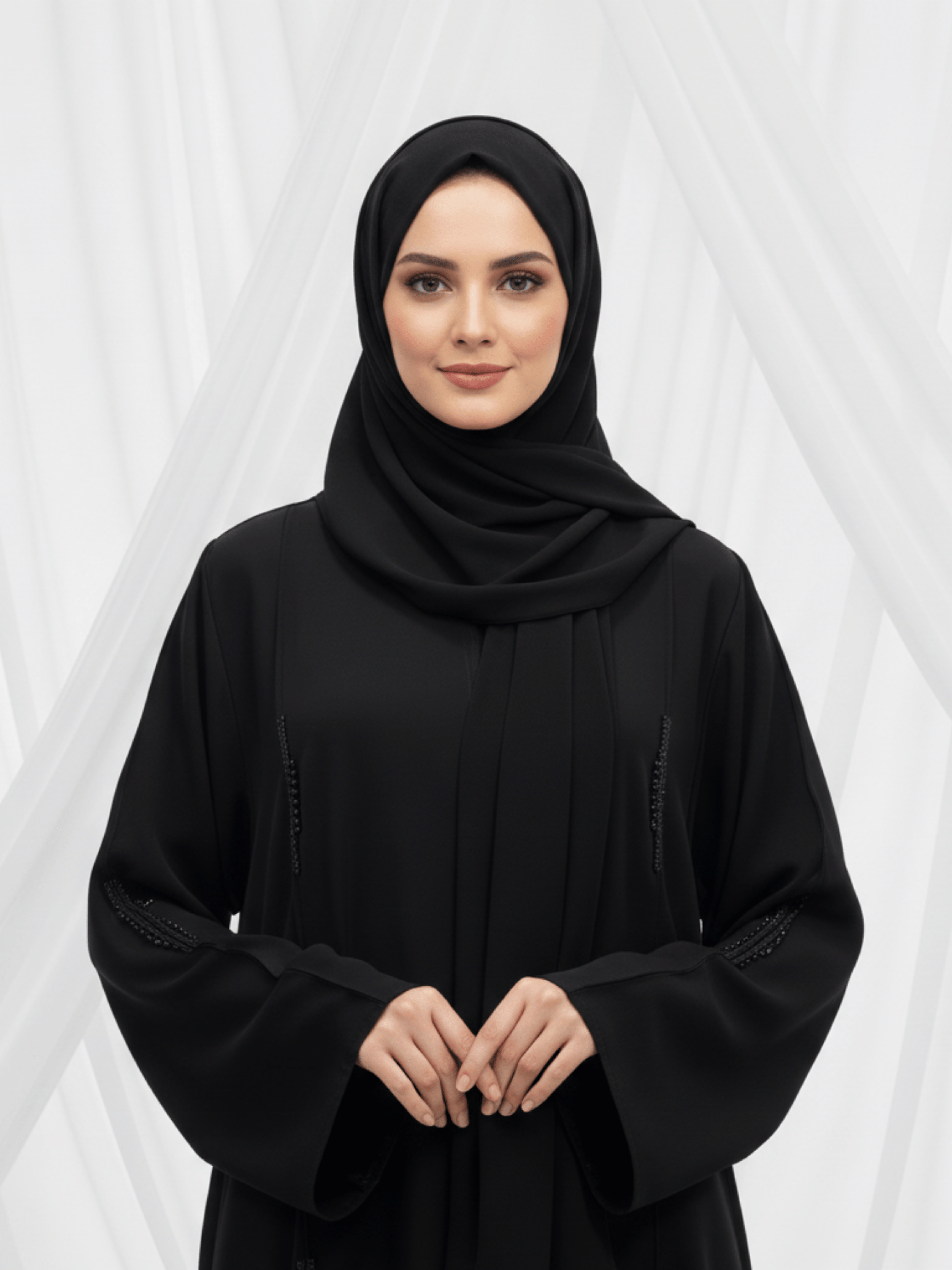 ZW 245 Ranya Black Abaya with Subtle Beaded Detailing