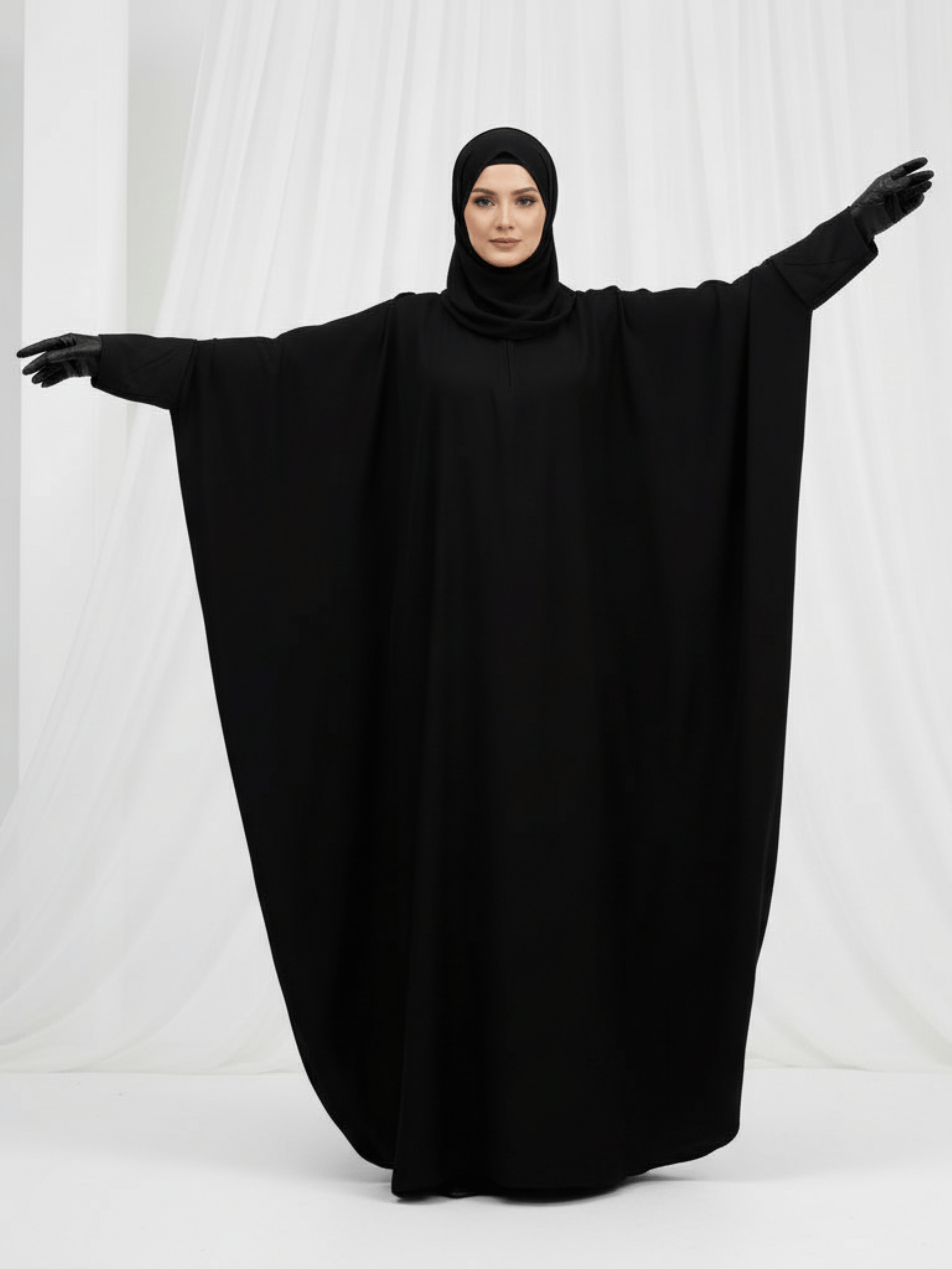 ZW 259 Mariam Black Batwing Abaya – Classic Flowing Design