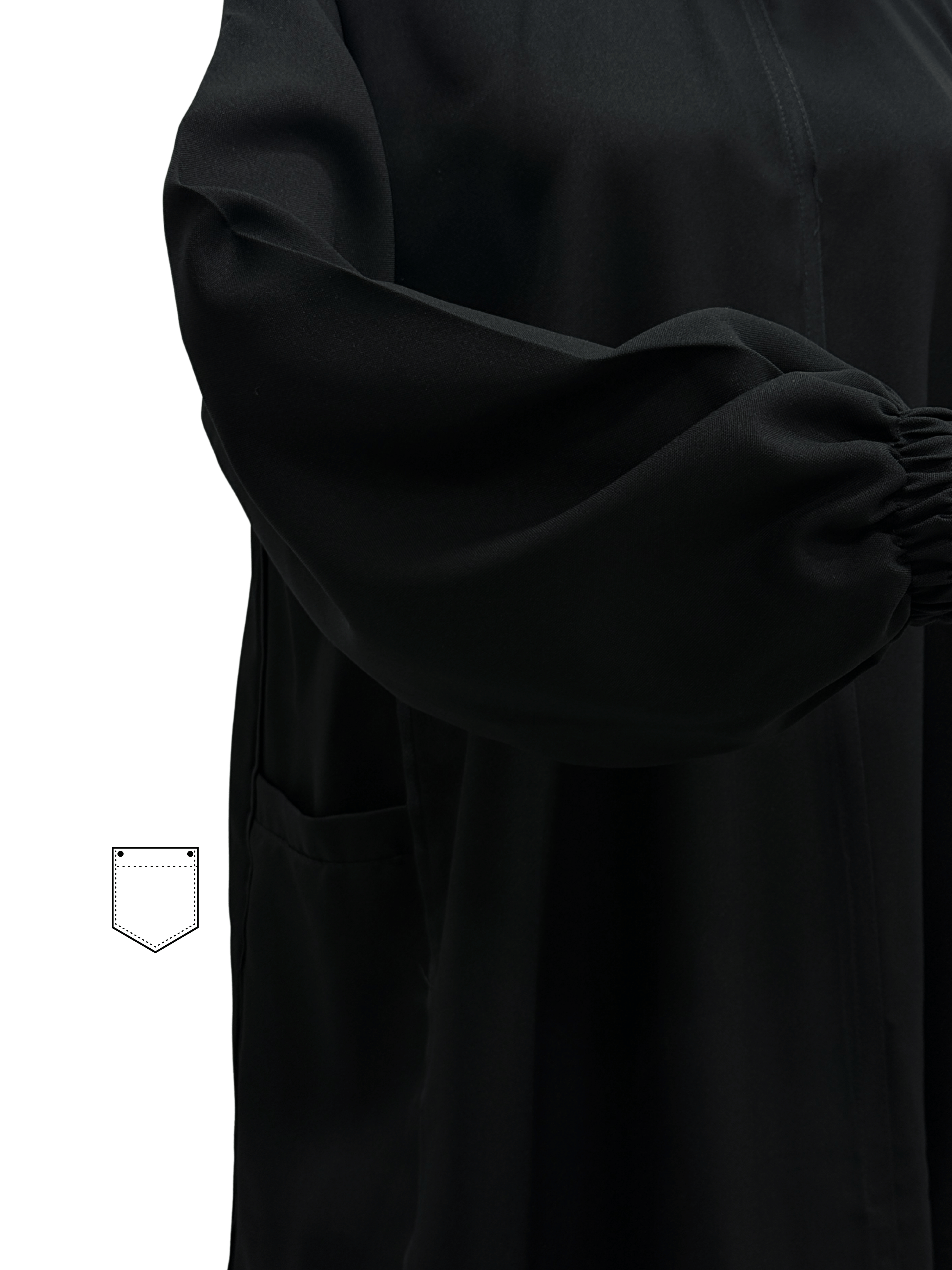 ZW 352 Layla Everyday Black Abaya with Elastic Sleeves & Pockets