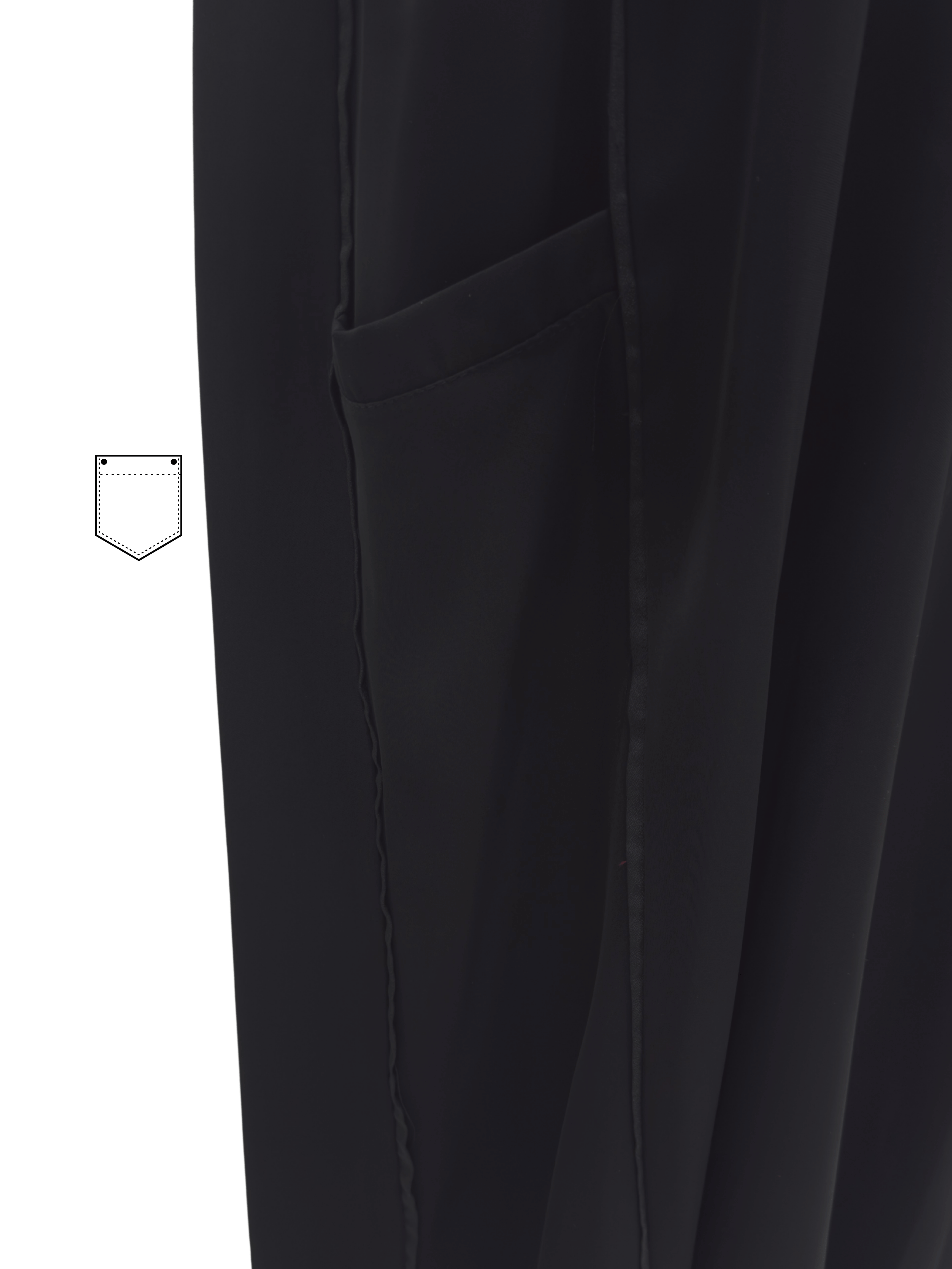 ZW 356 Hessa Black Abaya with Front Scarf Detail & Pockets