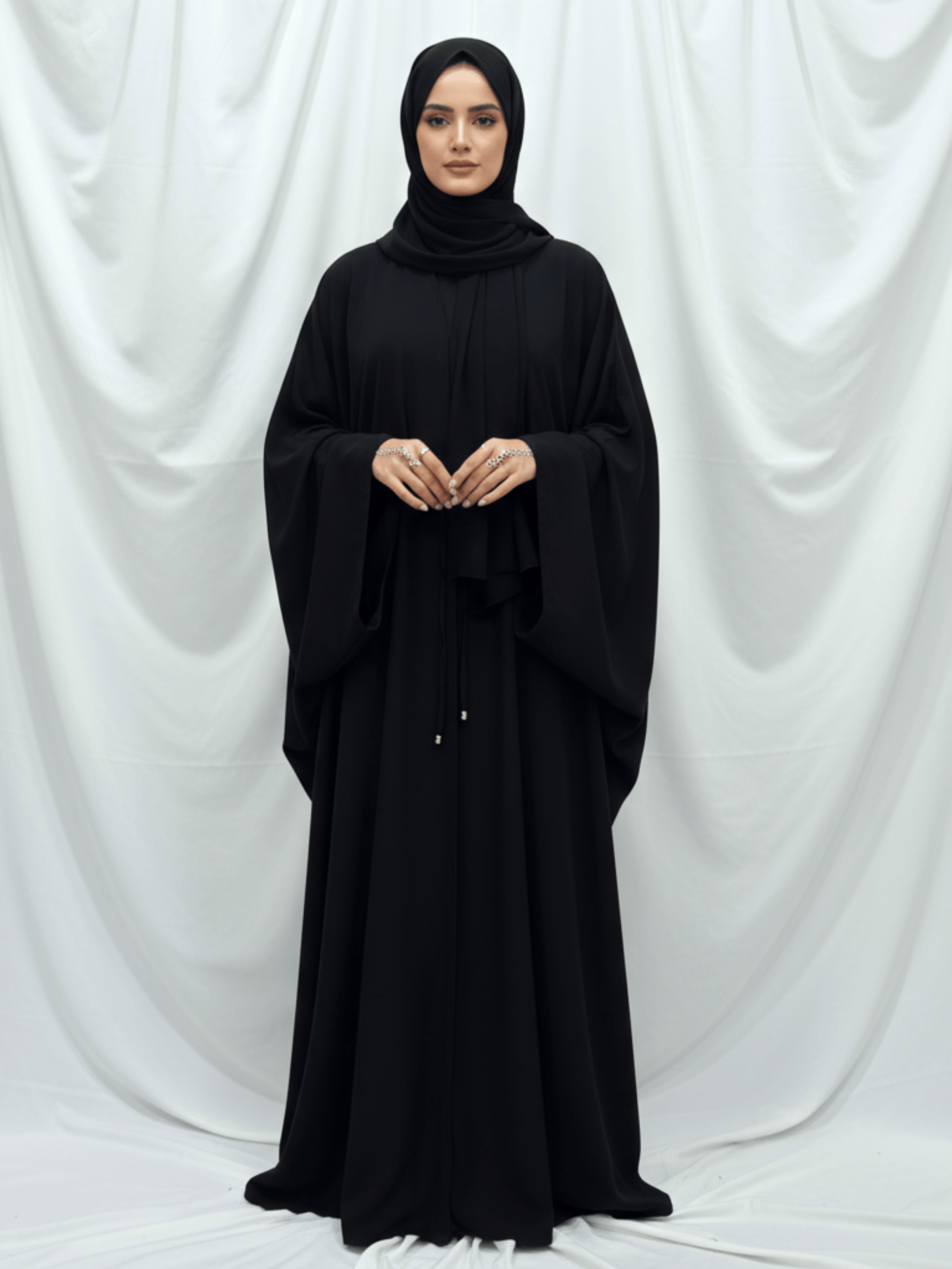 ZW 14 Haneen Classic Black Butterfly Abaya