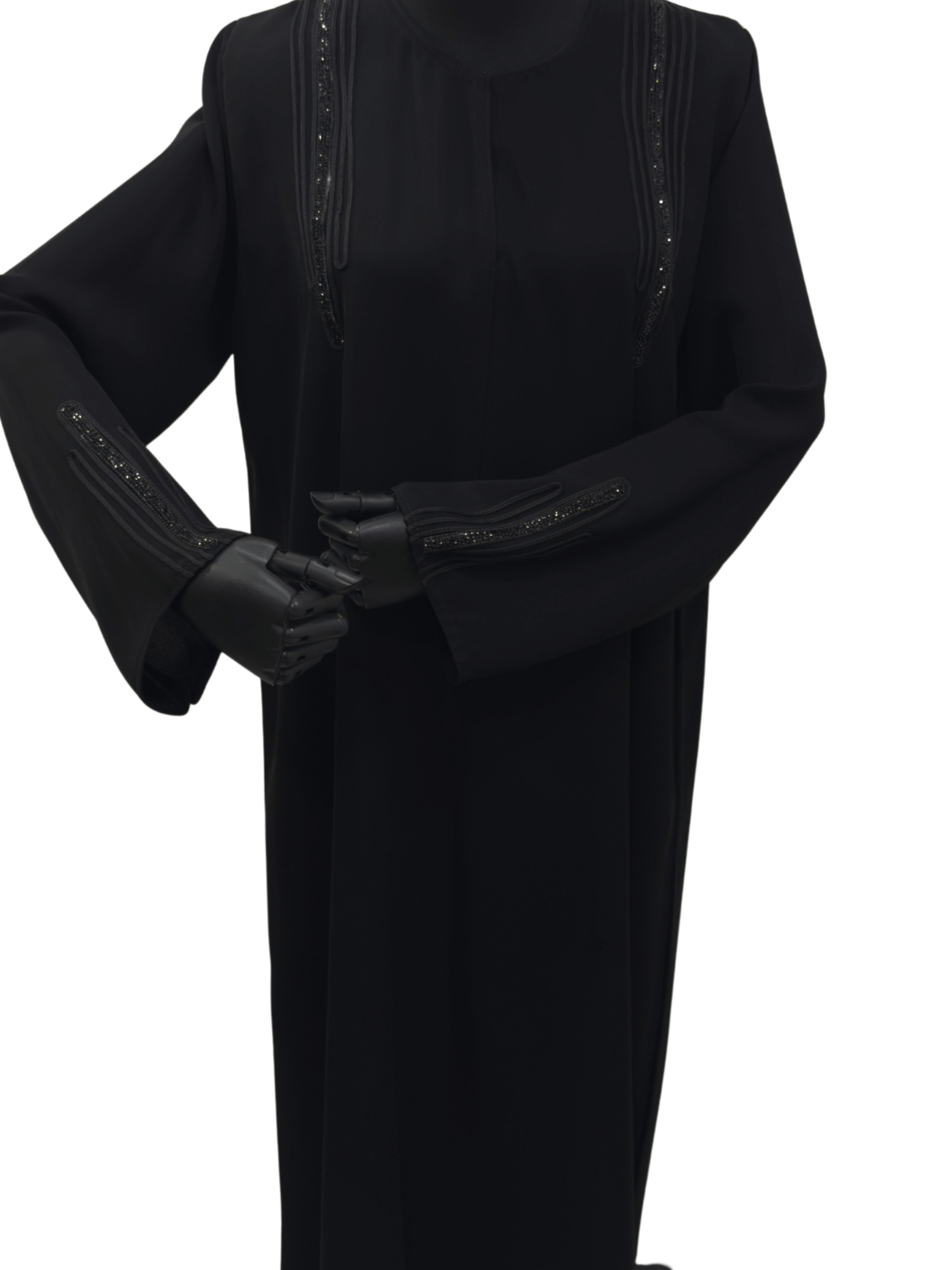 ZW 389 Layla Black Abaya | Elegant Hand-Embellished Abaya