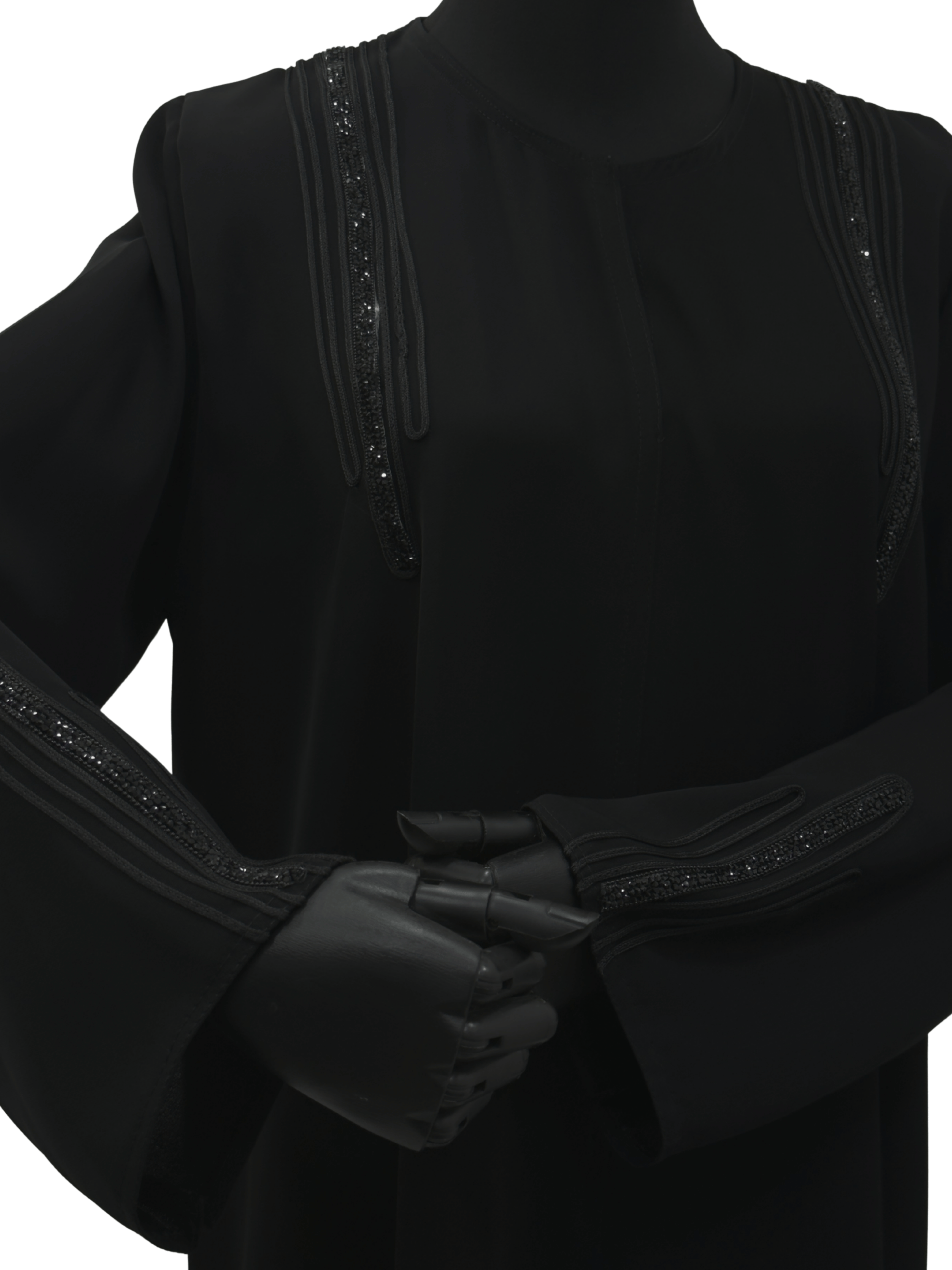 ZW 389 Layla Black Abaya | Elegant Hand-Embellished Abaya