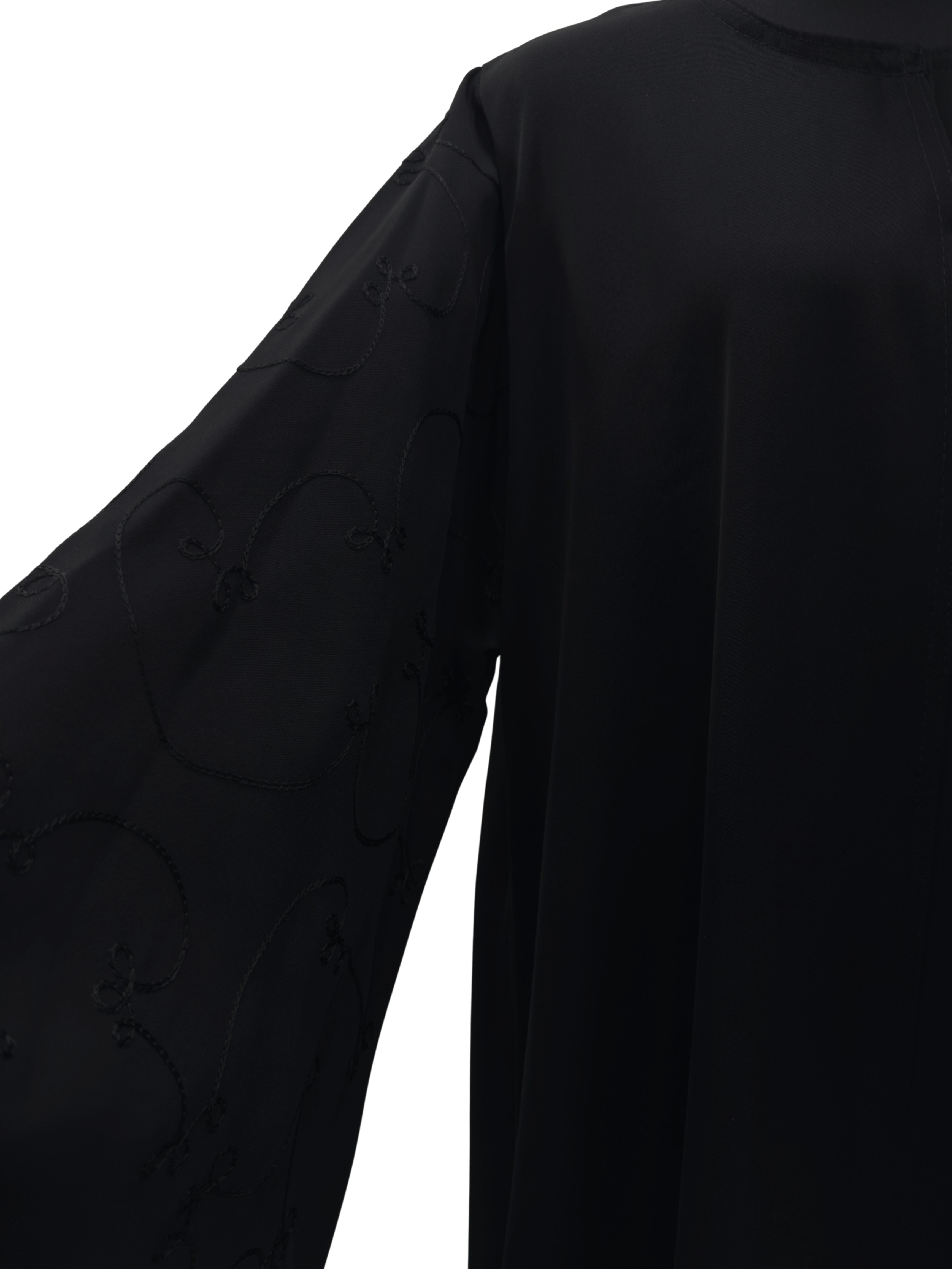 ZW 390 Samira Black Abaya | Embroidered Sleeve Abaya