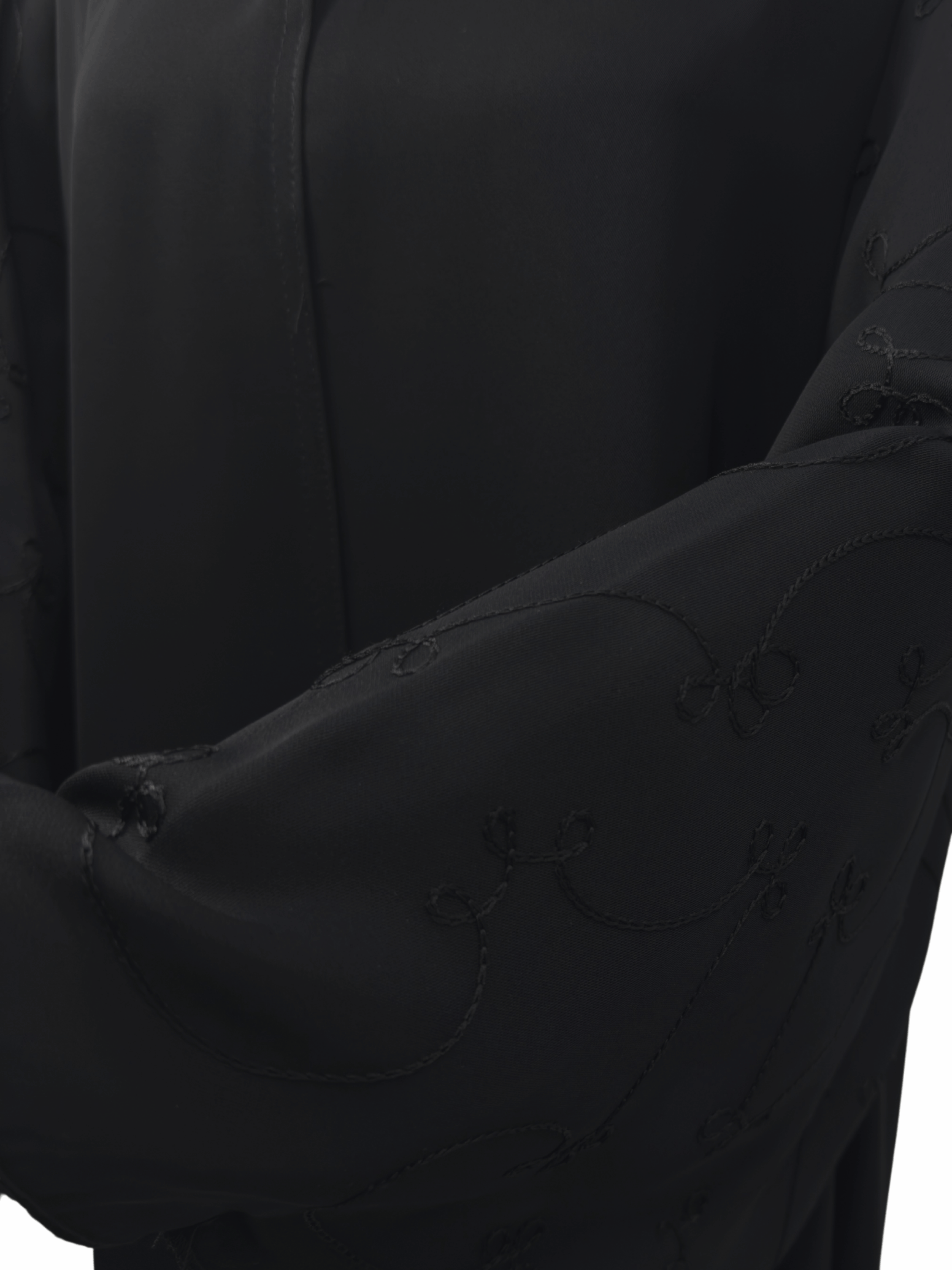 ZW 390 Samira Black Abaya | Embroidered Sleeve Abaya