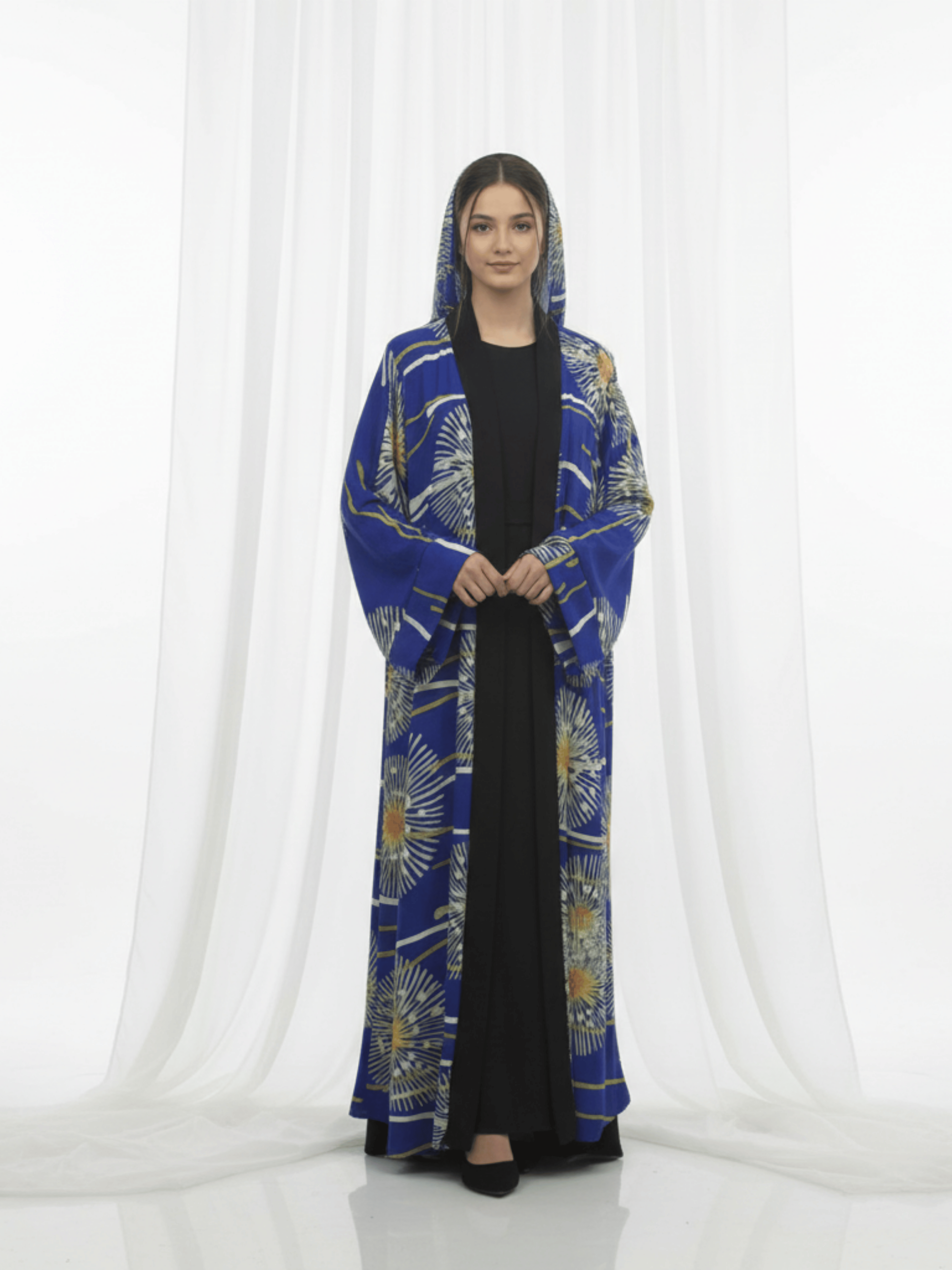 ZW 392 Blue Darra Outfit | Modern Printed Daraa with Gold Details