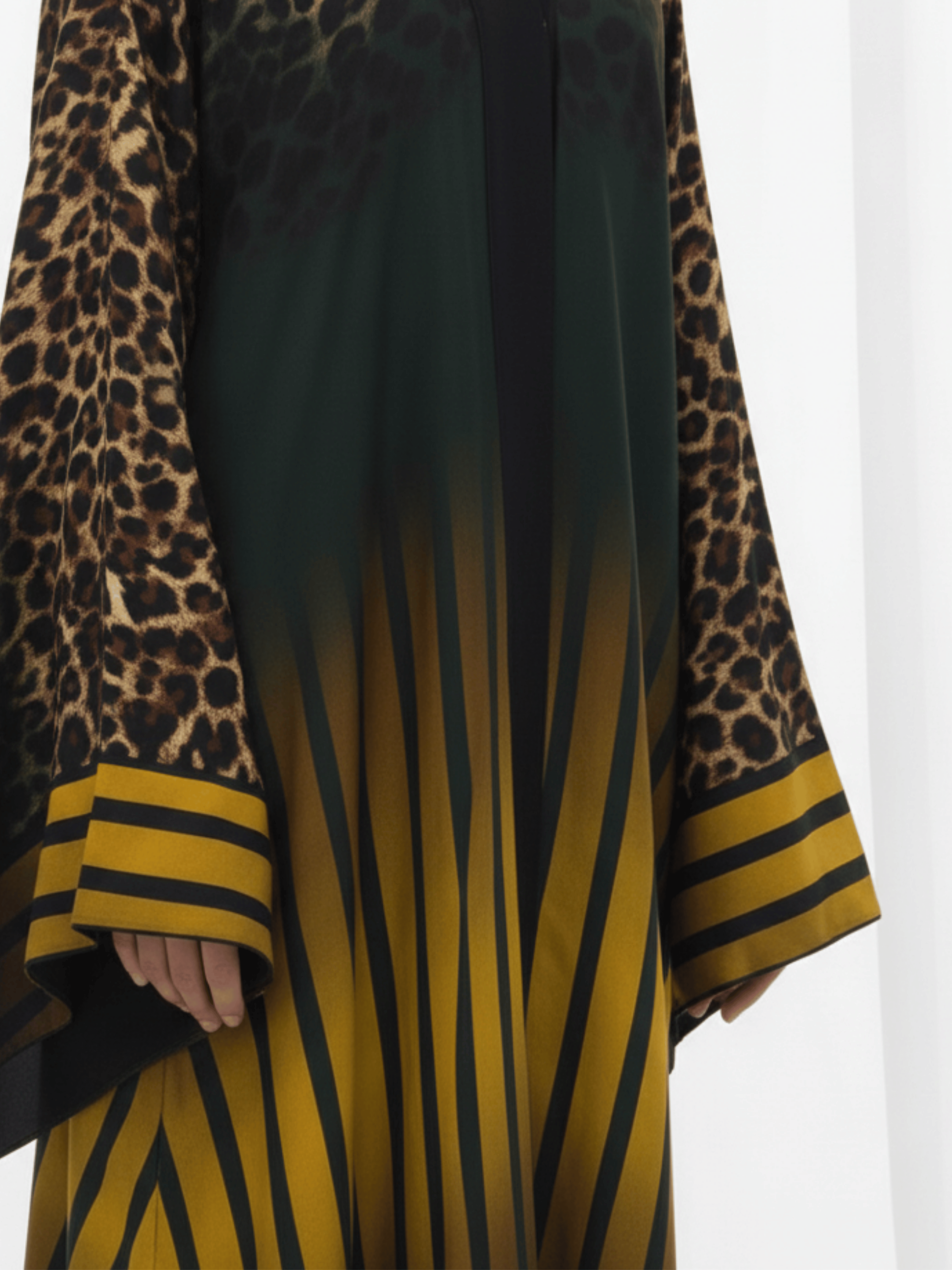 ZW 393 Leopard & Gold Darra Outfit | Elegant Printed Daraa with Striped Detail