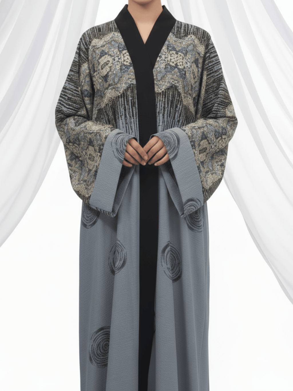 ZW 394 Grey Luxe Darra Outfit | Textured Printed Daraa with Artistic Design