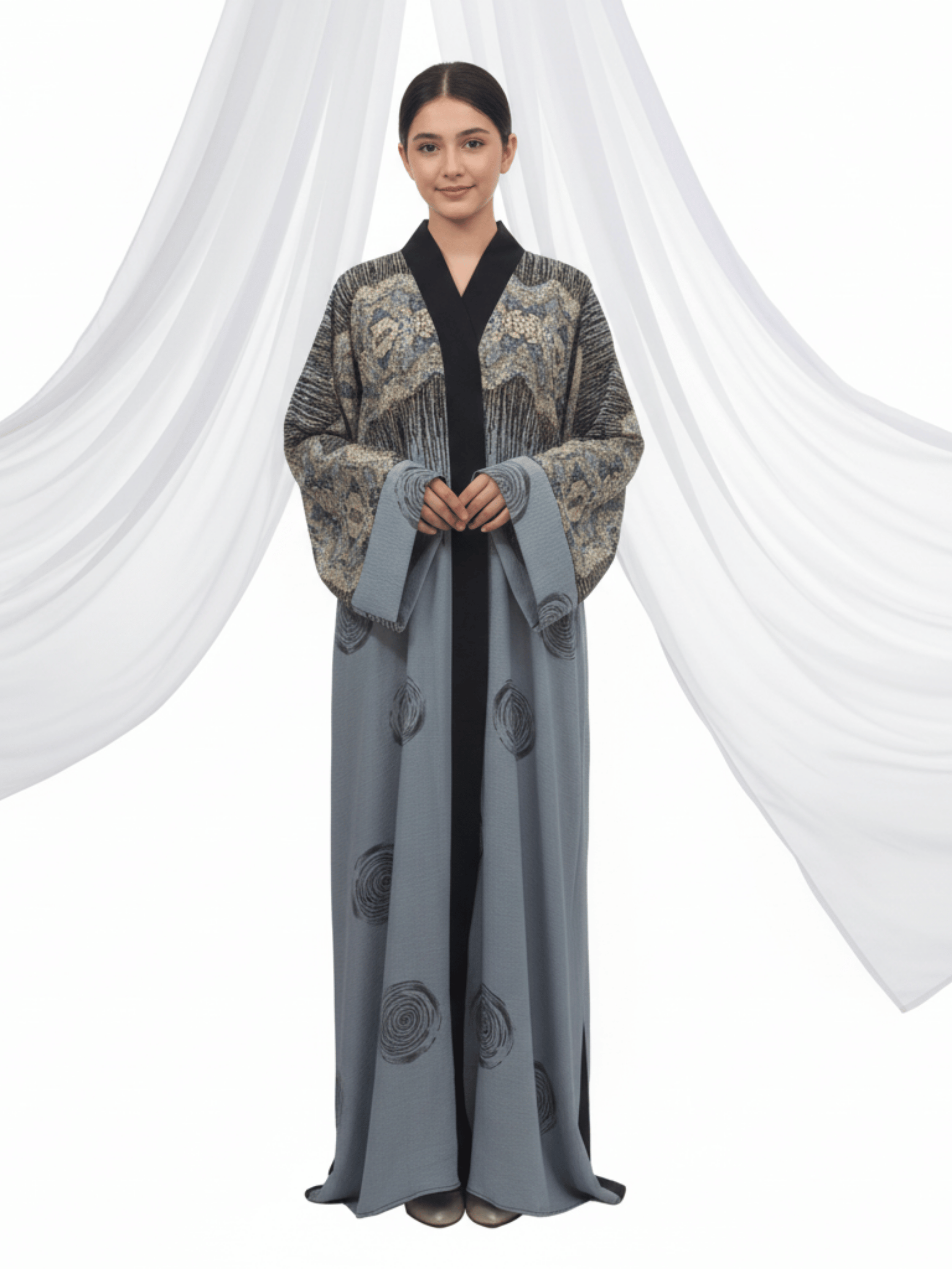 ZW 394 Grey Luxe Darra Outfit | Textured Printed Daraa with Artistic Design