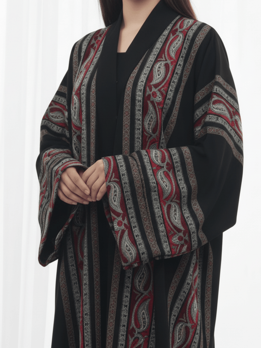 ZW 395 Black & Red Embroidered Darra Outfit | Elegant Patterned Daraa for Women