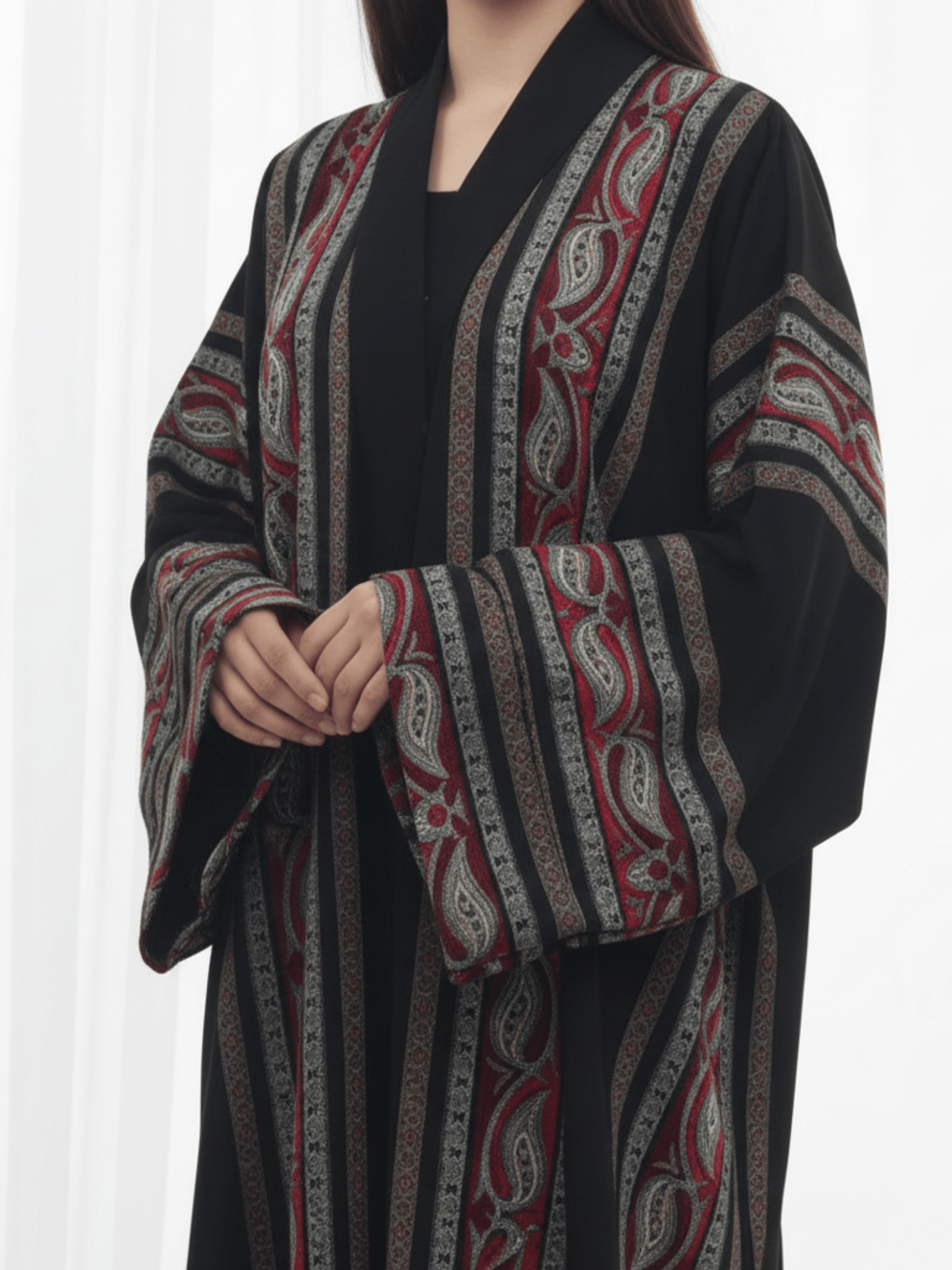 ZW 395 Black & Red Embroidered Darra Outfit | Elegant Patterned Daraa for Women