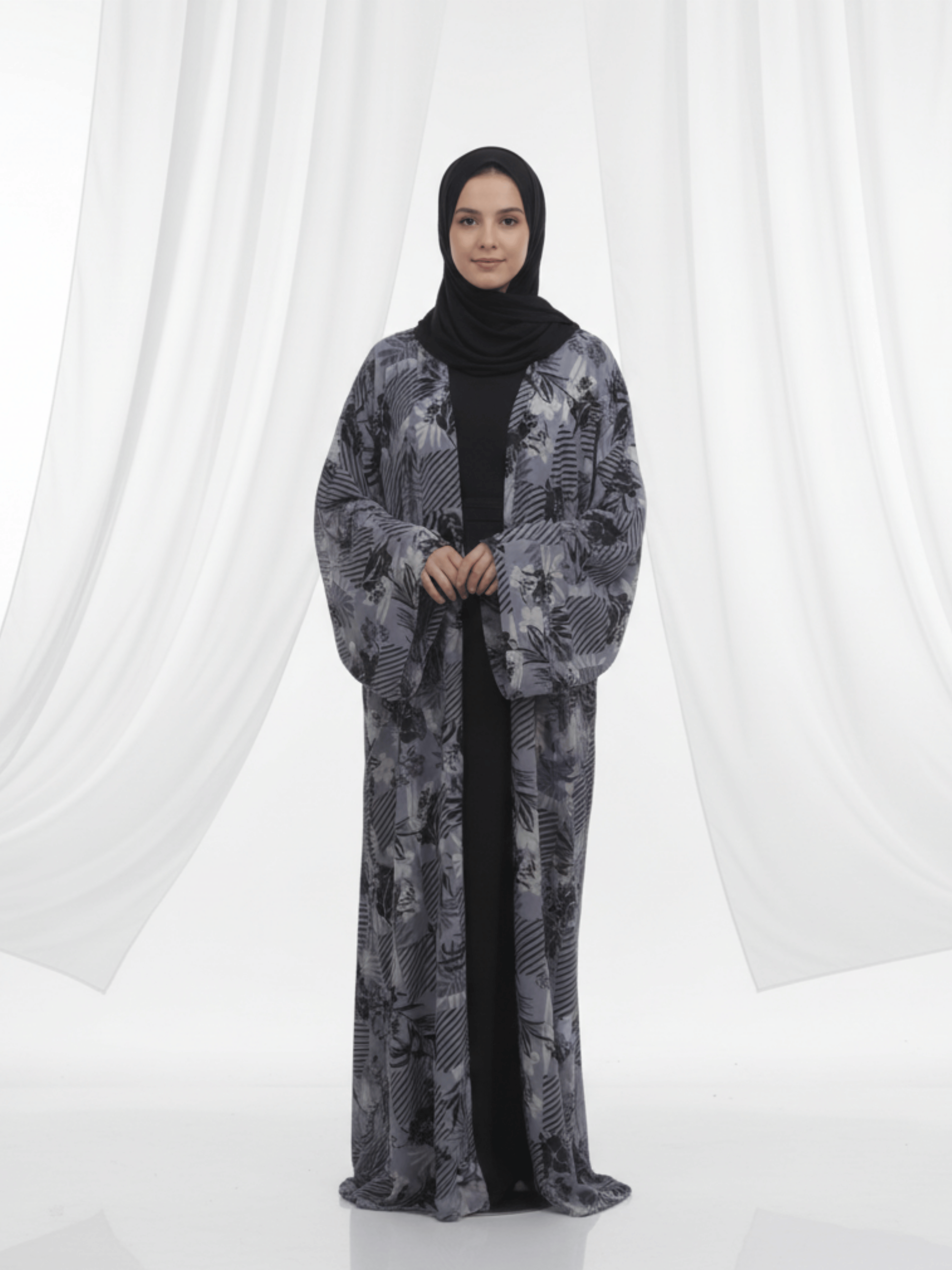 ZW 402 Grey Floral Darra Outfit | Elegant Printed Daraa with Modern Floral Pattern