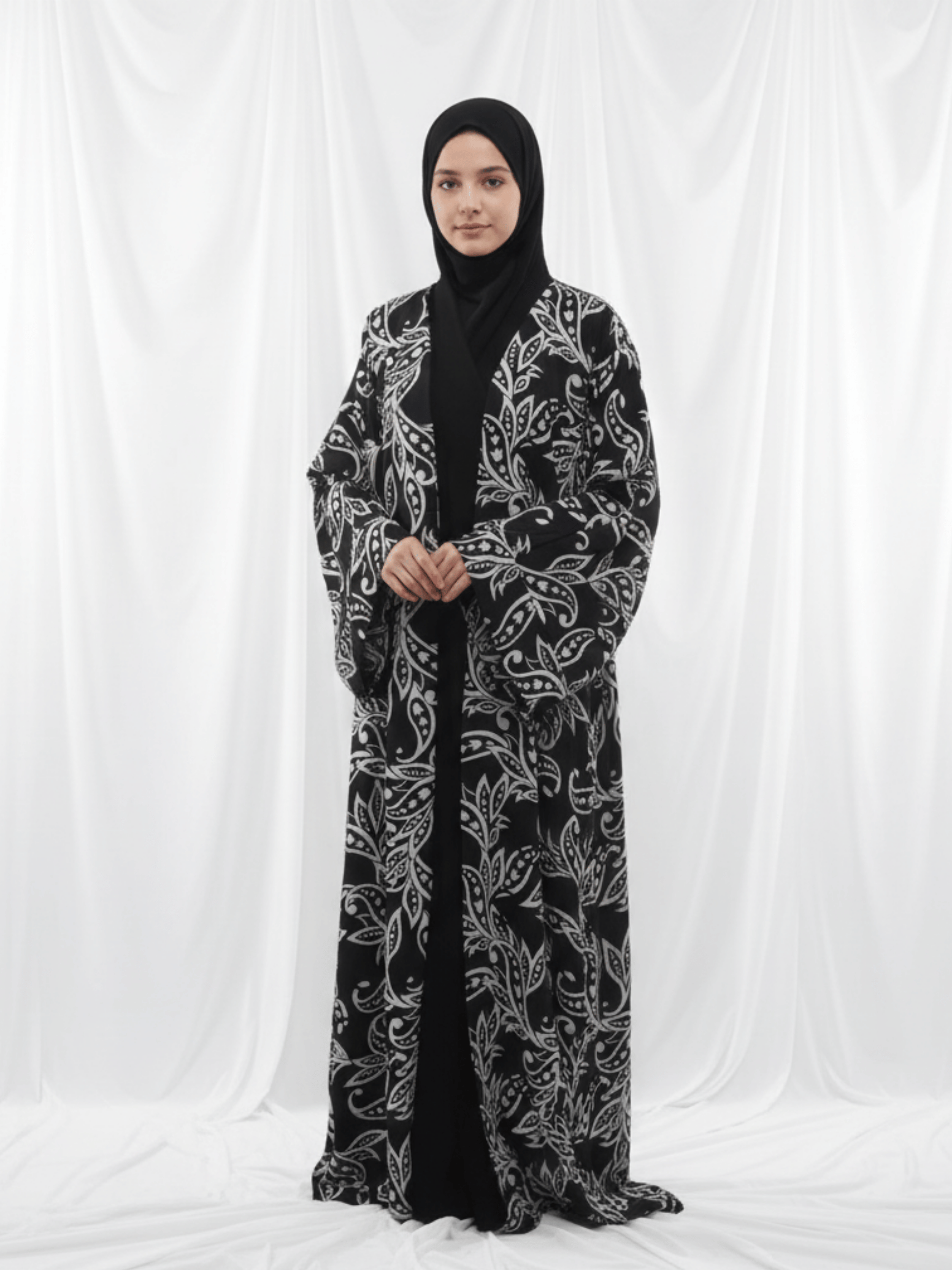 ZW 403 Black & White Daraa Outfit | Bold Contrast Printed Daraa for Women