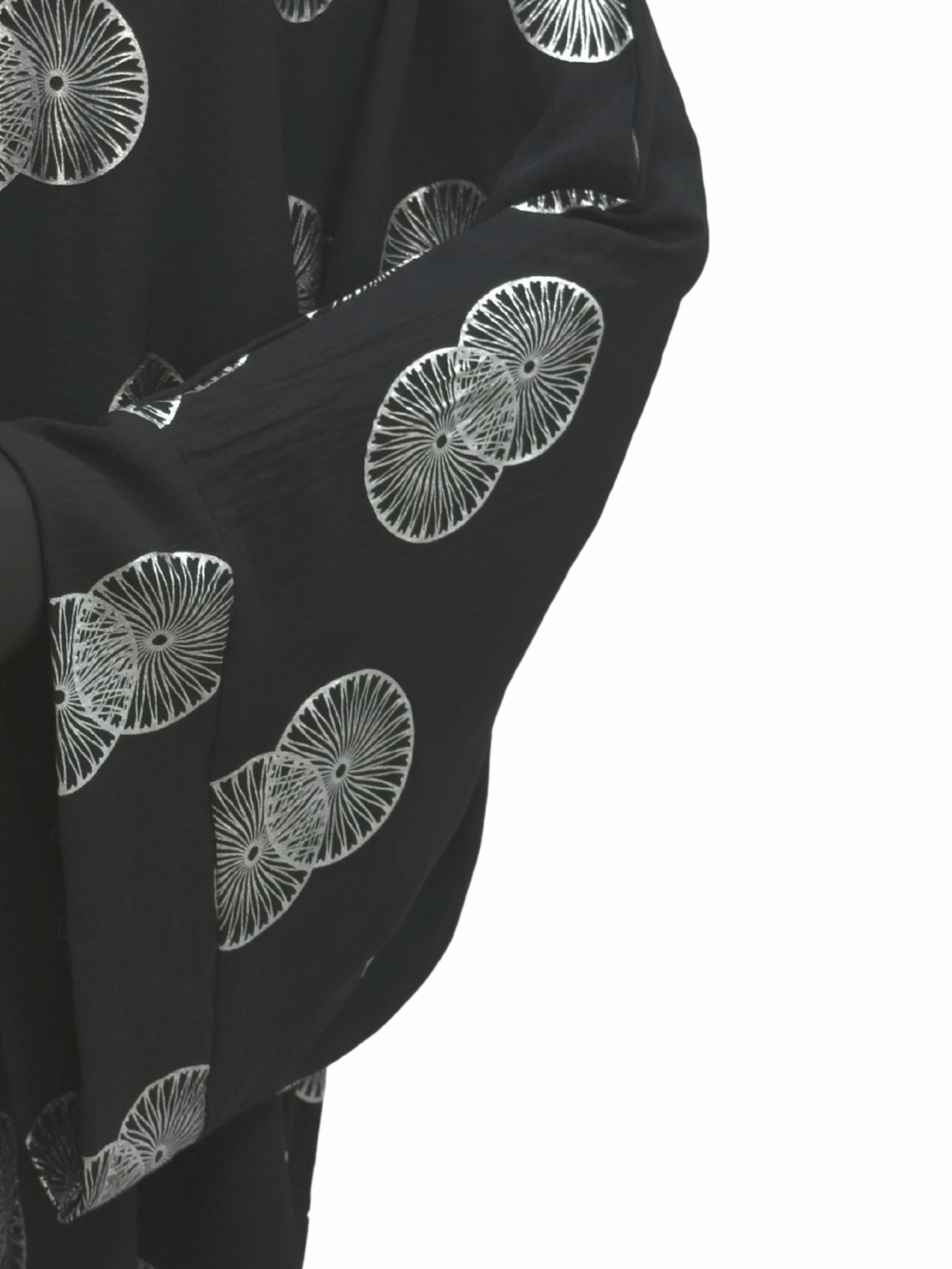 ZW 404 Black Circular Pattern Daraa Outfit | Elegant Black Printed Daraa for Women