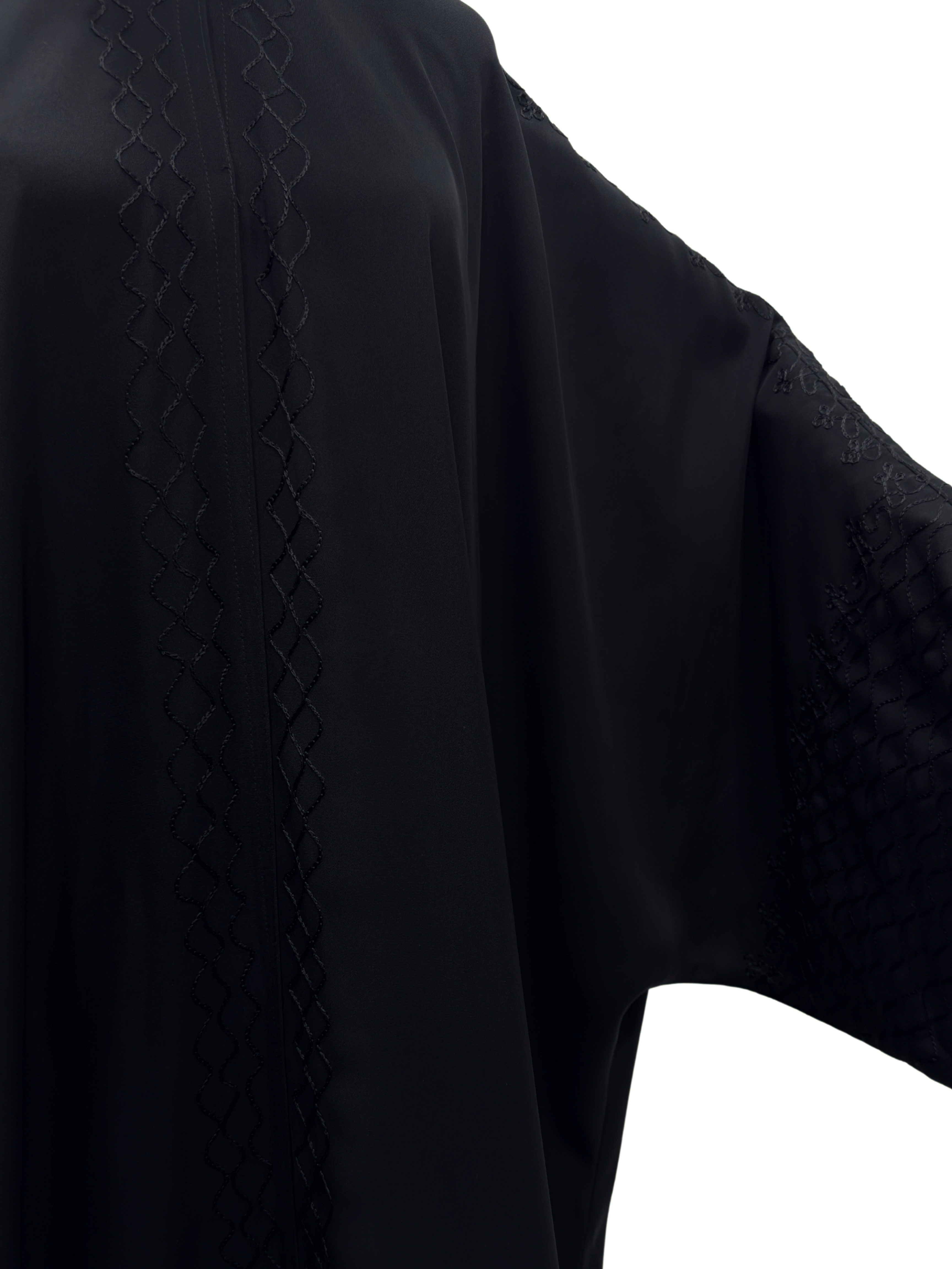 ZW 134 Dana Black Abaya with Textured Detailing
