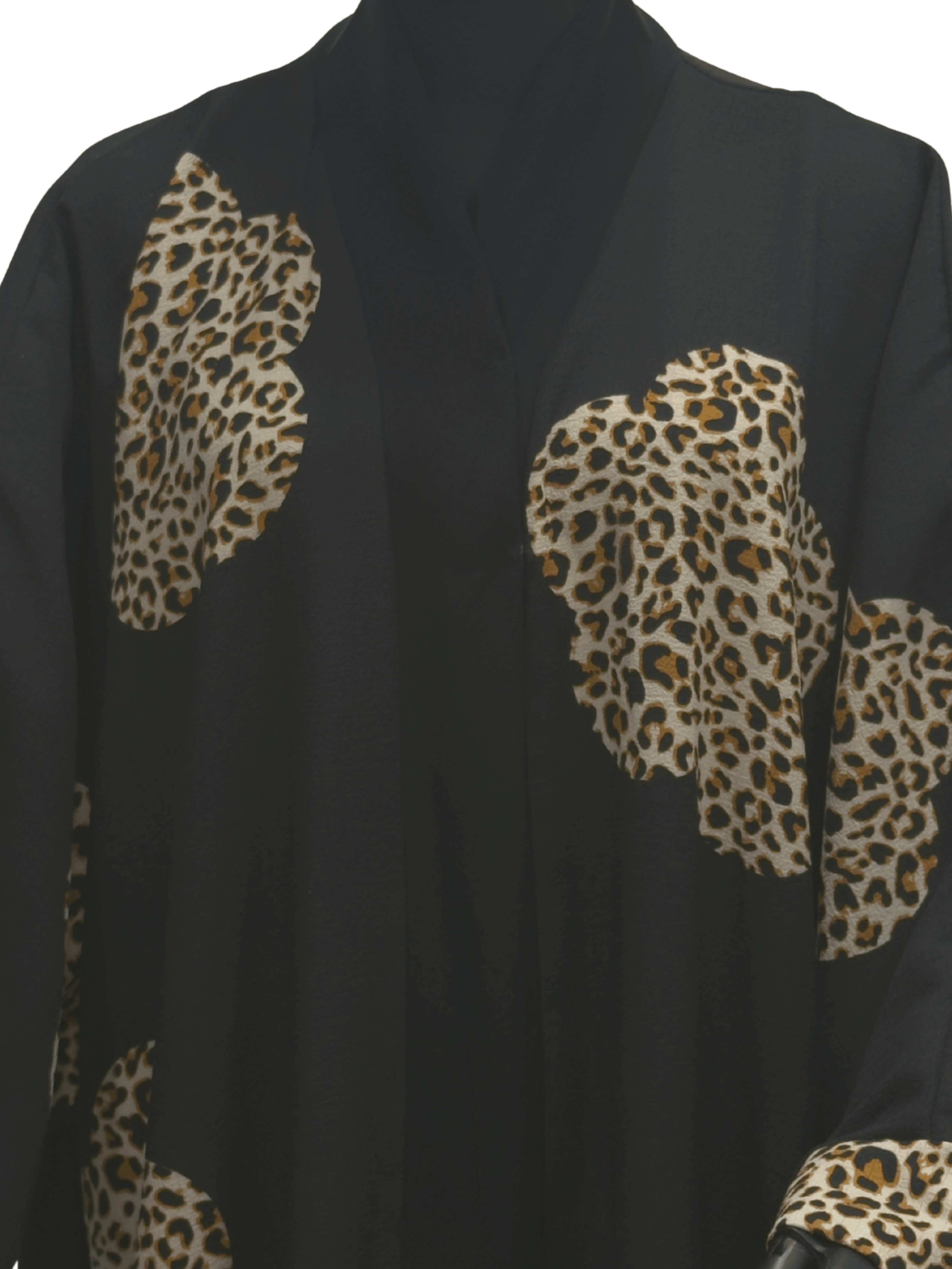ZW 406 Black & Leopard Print Daraa | Elegant Statement Daraa for Women