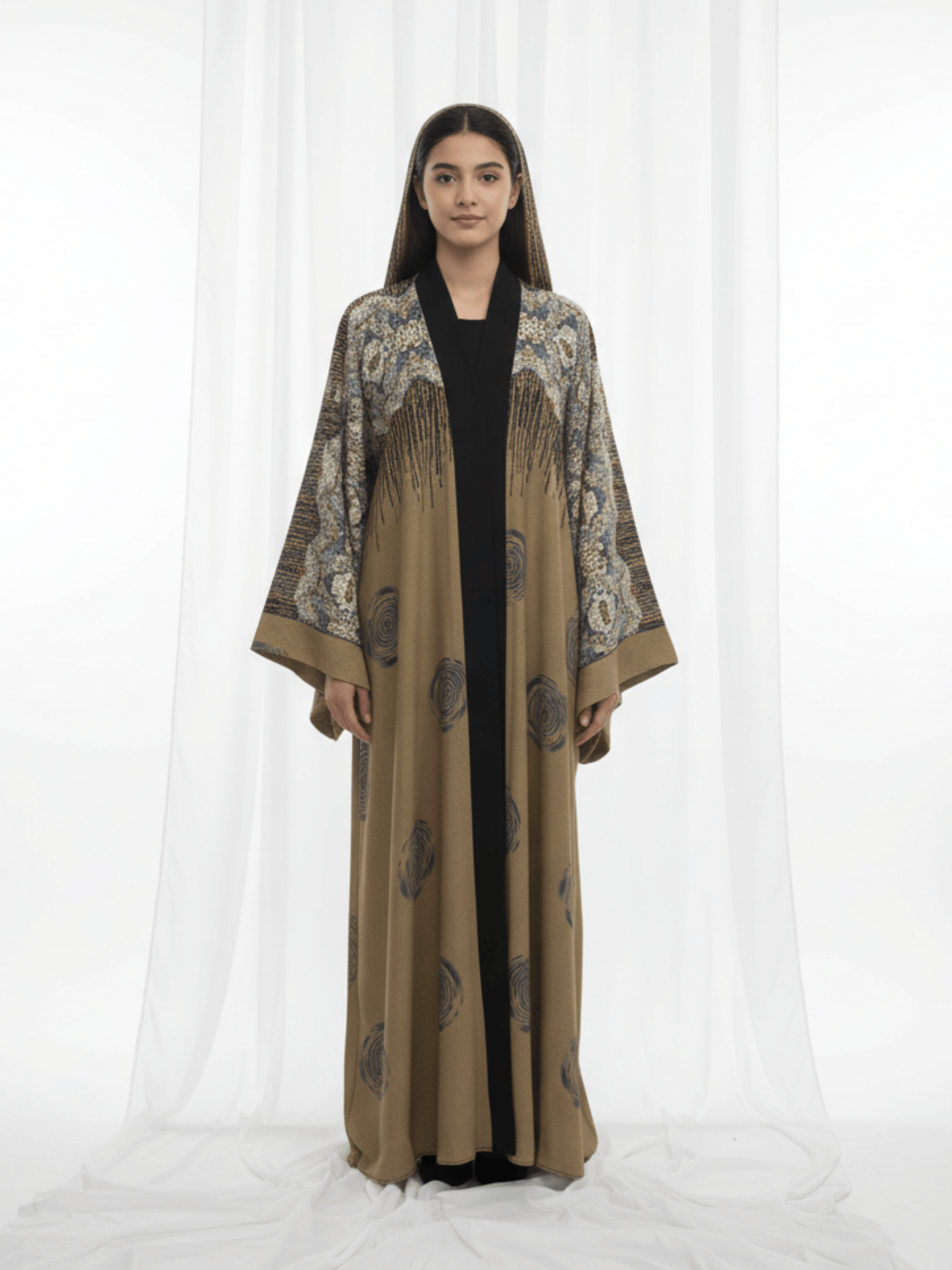 ZW 407 Gold & Black Daraa Outfit | Elegant Textured Daraa for Women